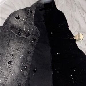 Men's Black Distressed Denim Jacket